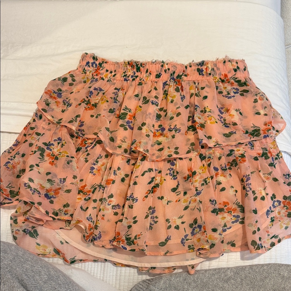 LoveShackFancy Pink Floral Ruffle Skirt